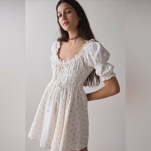 Kimchi Blue Sofia Smocked Tie-Front Bow Mini Dress